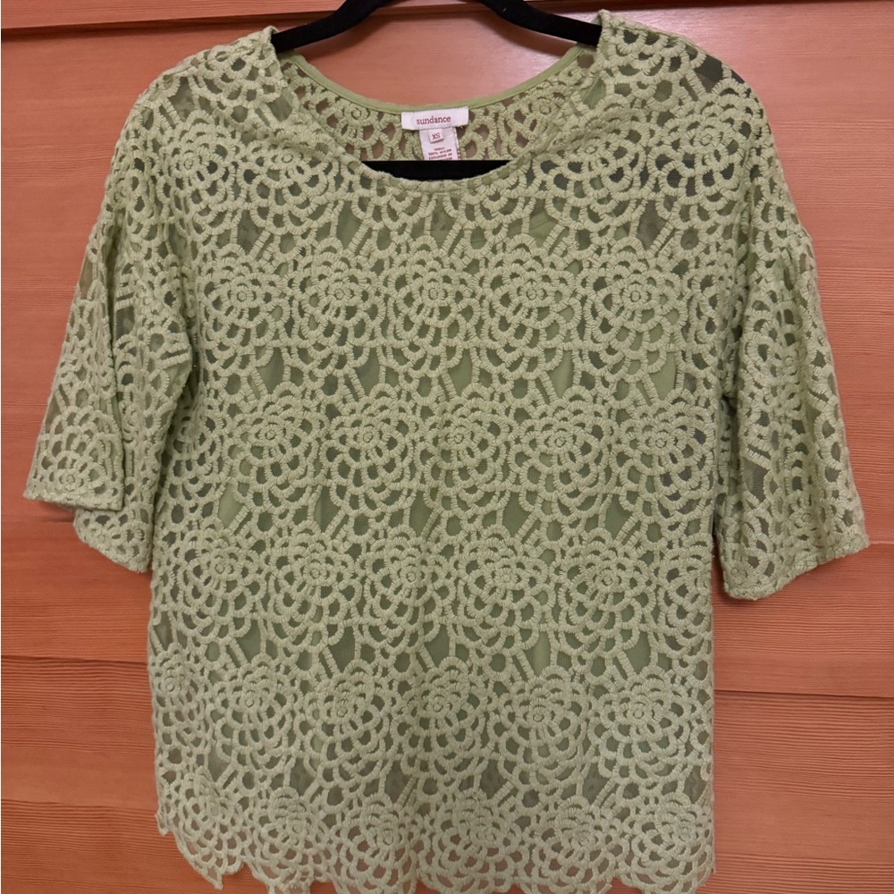 Sundance Catalog 2 Piece sheer embroidered blouse with matching camisole